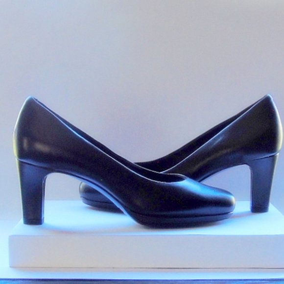 Rockport Black Leather Totalmotion, Trutech Heels Size 5.5 Unworn - Picture 14 of 14